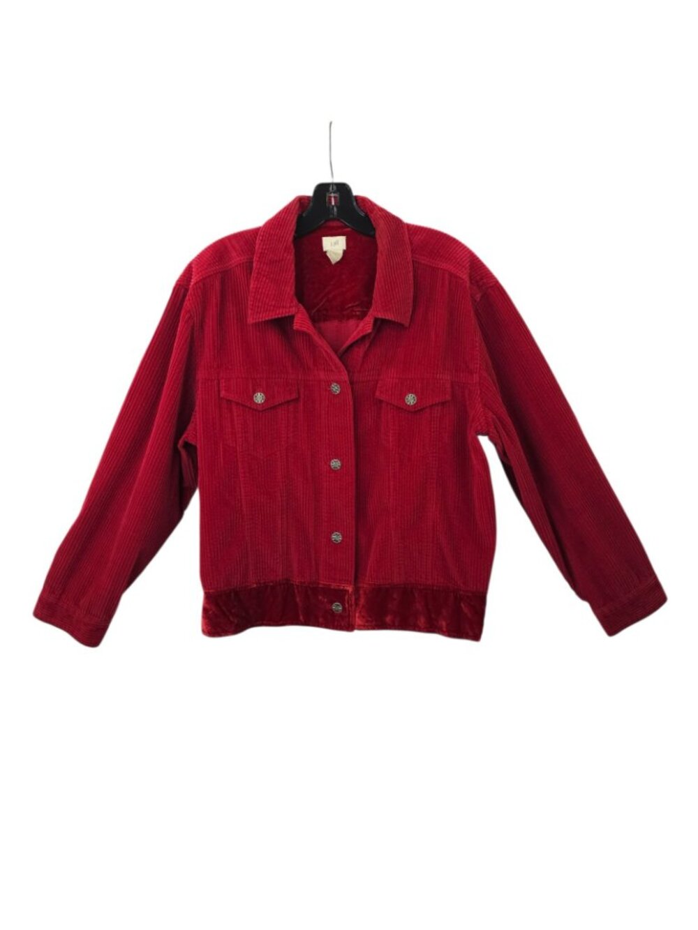 J. Jill Corduroy Jacket L Y2K Velvet Trim Vintage Whimsy Shacket Button Front - Picture 2 of 16